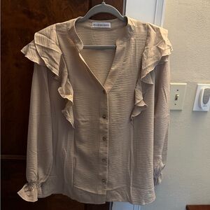 Elegant Beige Ruffle Blouse